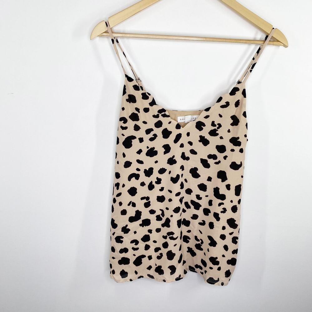 Socialite Pink Black Printed V-Neck Sleeveless Tank Top Women's Size X-Small XS